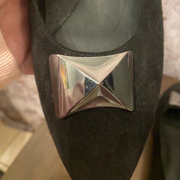 Vaneli Black Suede Loafers with Silver Placket - Picture 4 of 5